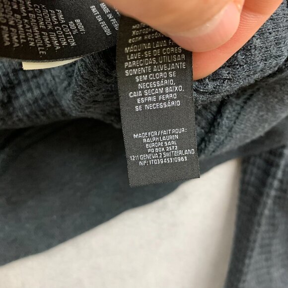 Ralph Lauren Black Label Mens Sweater Medium Black Waffle Shawl Cardigan Pima - Picture 7 of 10